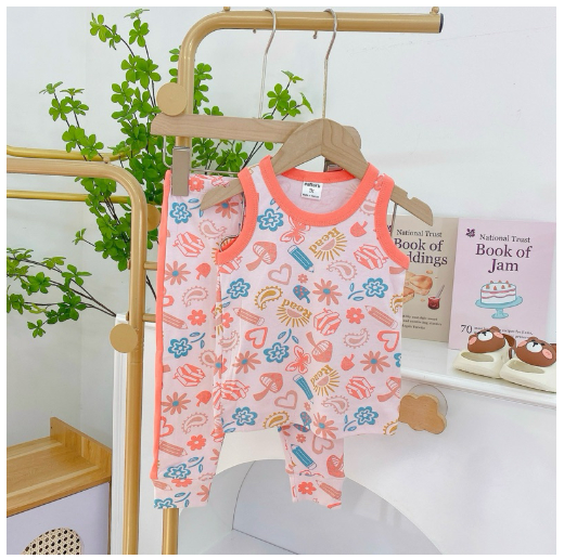 Mums Corner Baby Kids Girl Terno Sando and Pajama Girl Tank Top Pants Sleepwear Pantulog Pambahay C3