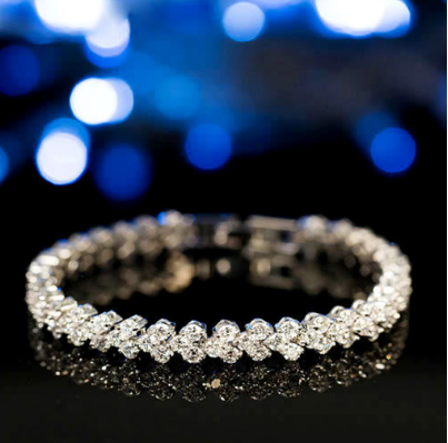 Women Clear Zircon Crystal Rhinestone Bangle Bracelet