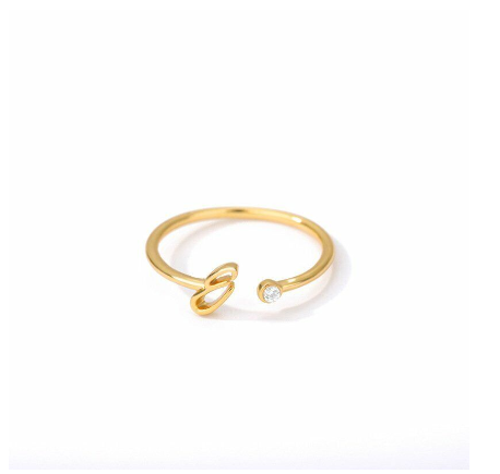 【Y&X】No fade 18K Gold 26 Initial Letters A G J Cubic Zircon Crystal Open Rings Finger Women Jewelry Gift S
