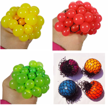 1Pcs Stress Relief Squeeze Grape Ball Relieve Pressure Hand Fidget Toy Rainbow Novelty Mesh Squishy Balls