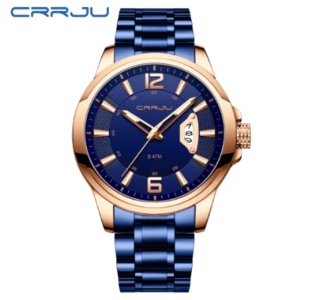 CRRJU Men's Watch Fashion Original Brand Sports Stainless Steel Quartz Waterproof 2191 X M2