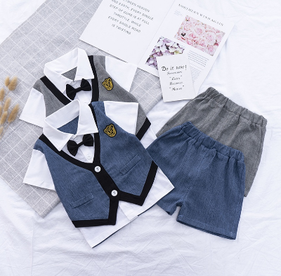 0-5 Years Boys Suits Clothing, Kids Suits, Boys Suits Kids Party Dresses Short Sleeves + Shorts 2 Pieces