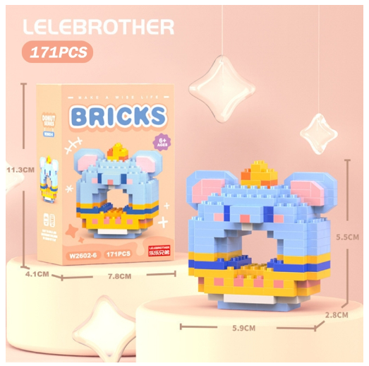 Lboyu Cute Cartoon Donut Building Block Ornaments Compatible with Lego Children's Toys M9
