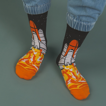 IDENTITY Space Launch Printed Crew Length Socks