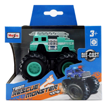 Maisto Team Rescue Monster 4x4 Ladder Truck Green 3.25 inch Die-cast Vehicle