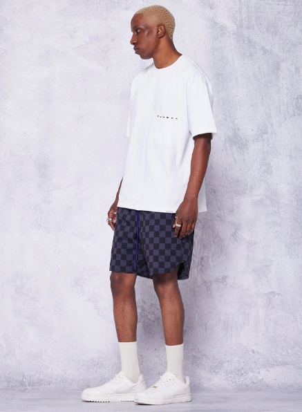 SUMWON Nylon Short With Checkerboard Graphic