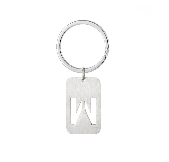 1Pcs Simple Stainless Steel 26 Letter Keychains Fashion Sliver Color Initials Keyrings Handbag Charms Ornaments Souvenir Gifts W