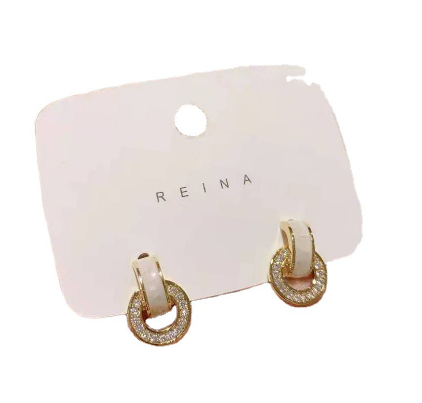 925 silver needle simple and small geometric round diamond earrings cute small fresh ear jewelry female