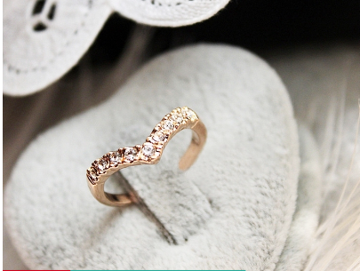 Fashion V-shaped Diamonds Knuckle Midi Rings Finger Ring Jewelry 17-19mm