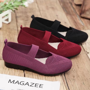 New Women's Cloth Shoes Flat Shoes Thick-Soled Soft-Soled Non-Slip Flying Knitted