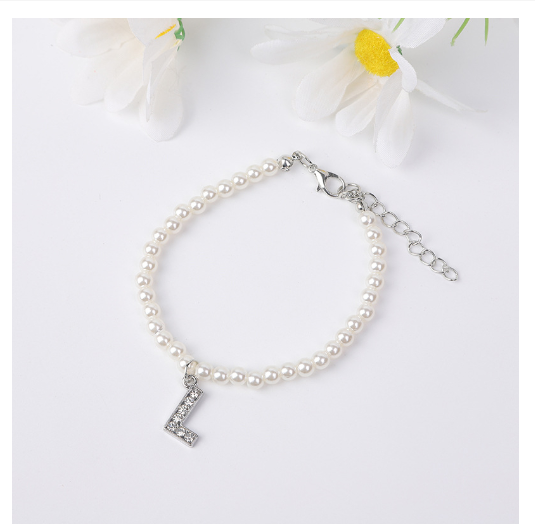 26 Letters Alphabet Initials Pearl Beaded Bracelet Bangle Women Jewelry Gift New