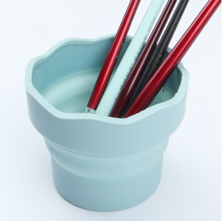 SeamiArt Silicone Folding Mini Bucket for Washing Painting Brush Watercolor Drawing Tools