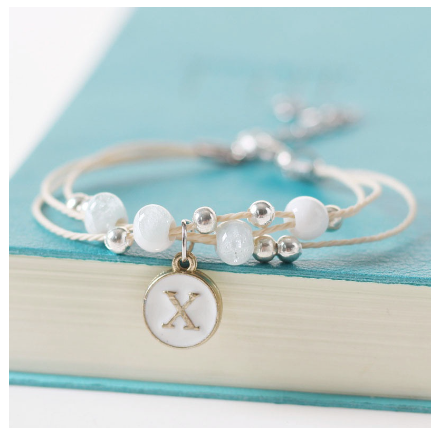 Fashion Ceramics Beads Letters A-Z Bracelet Elastic Chain Bangle Women Men Couple Jewelry Gifts X