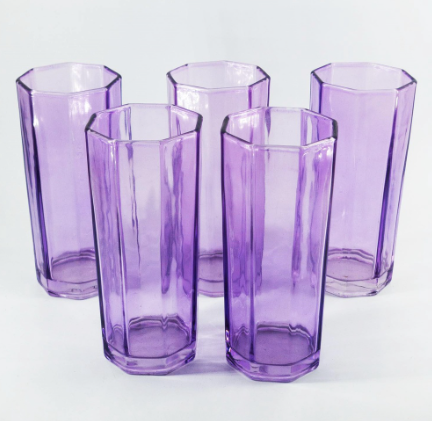 6pcs/set Drinkware Tumbler Polygon Shape violet color (U18V)