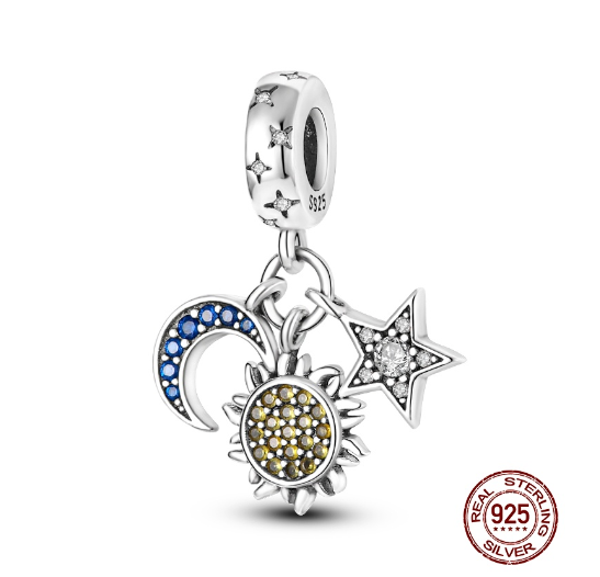 Genuine 925 Silver Little Boy Fox Rose Pyramid Mummy Charms Fit Original Charm Bracelets Diy Moon Cat Schnauzer Pendant For Jewelry S27