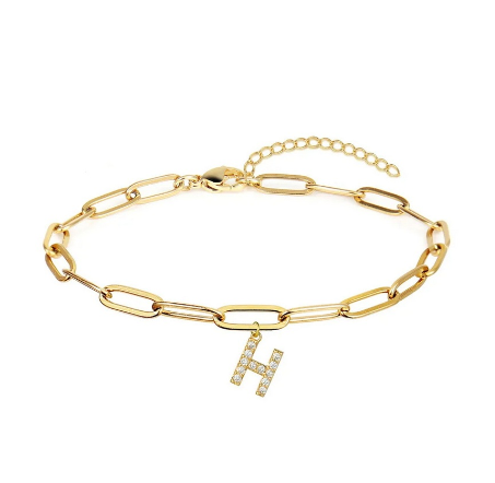 Fashion 26 Letters Alphabet Initials Crystal Bracelet Adjustable Bangle Women Men Jewelry Gift Wholesale H