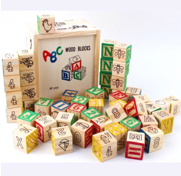 Alphabet Wooden Blocks 48pcs
