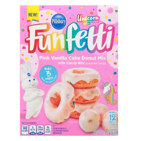 Pillsbury Funfetti Pink Vanilla Cake Donut Mix 459g