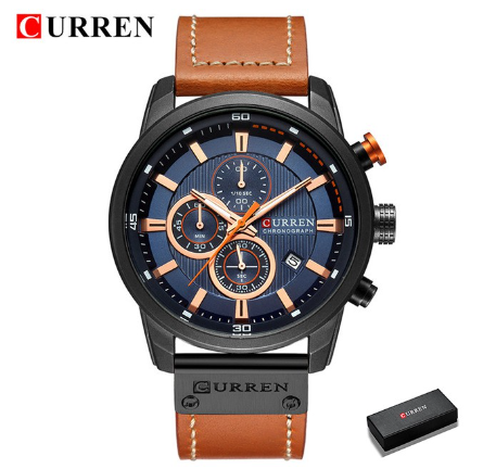 Curren Fashion Date Quartz Men Watches Top Brand Luxury Male Clock Chronograph Sport Wrist Watch 8291 BLACK BLUE