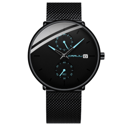 CRRJU Men's Watch Top Luxury Brand Multifunction Dial Business Military Analog Quartz Stainless Steel Waterproof 2265 X 004