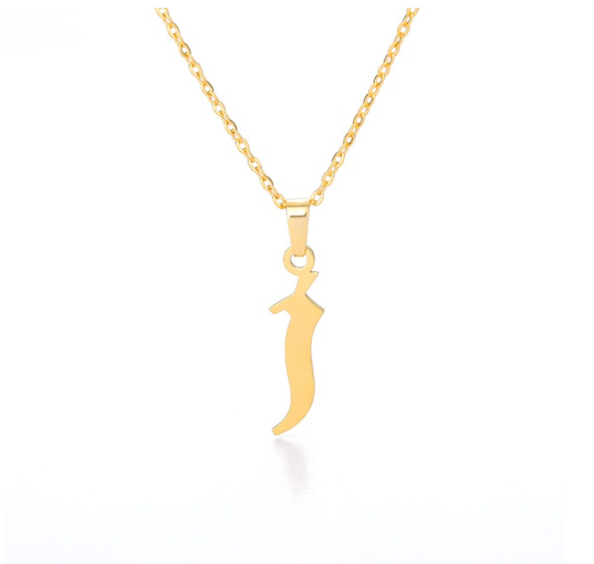 Maxzone Tiny Old English Letters Necklaces For Women Lowercase Initial A-Z Letter Pendant Necklace Men Vintage Font Boho Jewelry Gift J