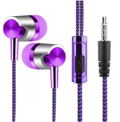 3.5mm In-Ear Stereo Earbuds Earphone Wired Nylon Weave Cable Earphone Headset With Mic For