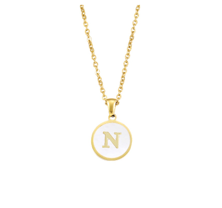 A-Z English alphabet Necklace Simple Alloy Letter Necklace Round Pendant Pendant Chain N