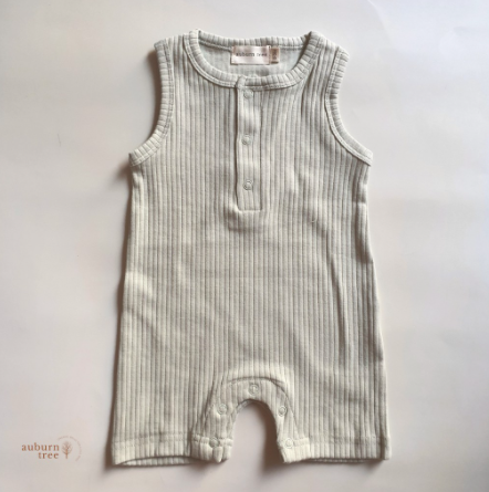 Organic Ribbed Cotton Sleeveless Romper