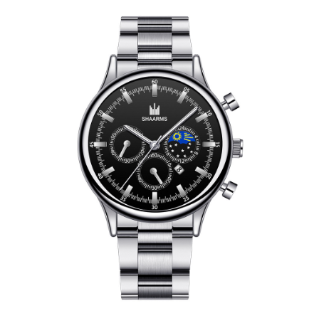 Men Stainless Steel Quartz Watch with Date Calendar 02