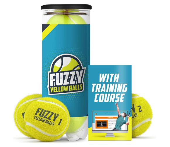 Tennis Balls by Fuzzy Yellow Balls w/QR for “Live Arm” Training by Dr. Kovacs – ITF Certified Tournament Grade Colored Tennis Balls for Kids - Clay Court Tennis Balls for Hardcourt & Indoor Surfaces
