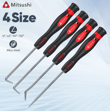Mitsushi Oil Seal Screwdrivers Set 4pcs Gasket Puller Remover Pick Hooks Oil Seal Hooks Picker
