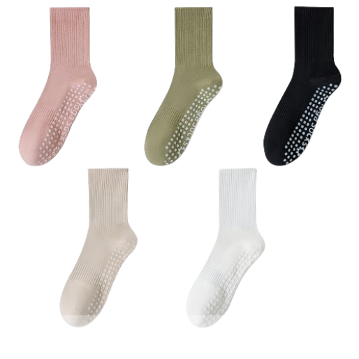 MOVING PEACH Yoga Socks Cotton Soft Ribbed PVC Non-slip Socks Pilates Socks