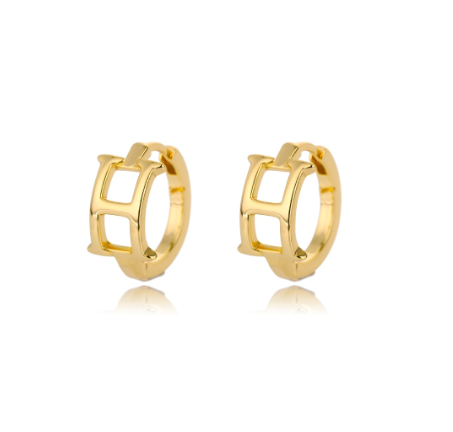 Kaijiang Anting-anting Initial Letter Hoop Earrings For Women A-Z Letter Piercing Stainless Steel Earring Korean Fashion Jewelry H