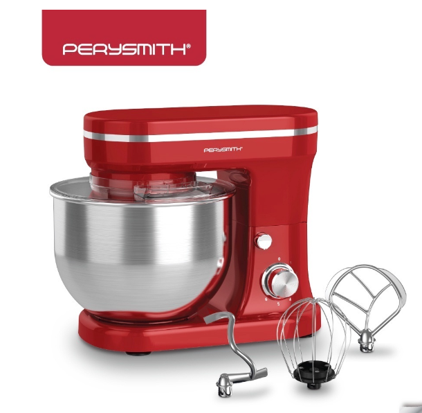 Perysmith PS5500 5.5L Electric Stand Mixer for Baking with Bowl and 3 Whisks 6 Speed Settings