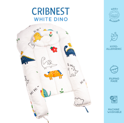 Kozy Blankie Baby Bed Crib Nest - White Dino