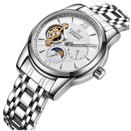 CAROTIF Automatic Tourbillon Watch for Men Gold Skeleton Luxury Stainless Steel Waterproof F6002-2 9