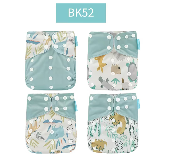 Happyflute 2023 Baby Reborn 4pcs set Washable Eco-friendly Baby Cloth Diaper Ecological Adjustable Nappy Reusable Diaper SET47
