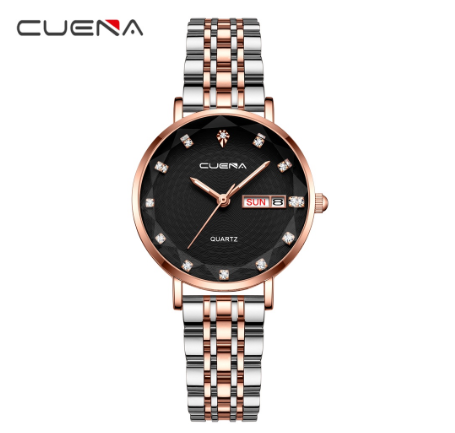 CUENA Women's Watch Top Brand Fashion Business Elegant Luxury Analog Quartz Stainless Steel Waterproof 6002 F07