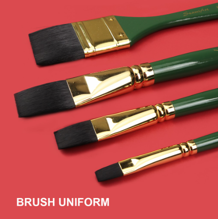 SeamiArt 1pc Artist Flat Nylon Hair Short Green Color Handle Painting Brush For Watercolor Gouache Acrylic Oil Painting