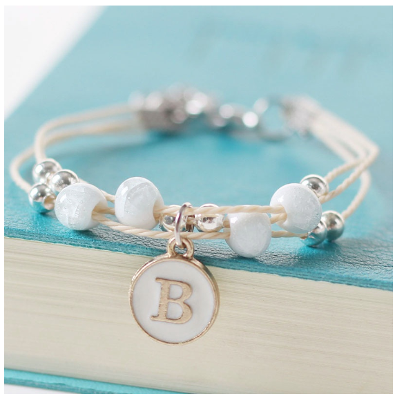 Ceramic beads 26 initials elastic beaded bracelet fashion men and women leisure bracelet lovers bracelet B