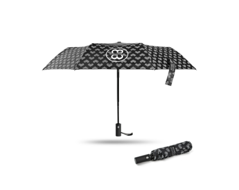 MICHAELA Heart Print Automatic Umbrella Windproof UV Block for Travel Office School