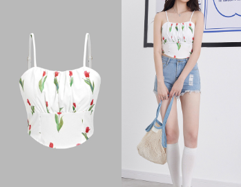 Lovito Women Pattern Smocked Tank Top L58Ad138 White