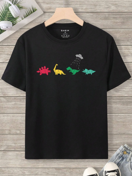 Men Dinosaur Print Tee