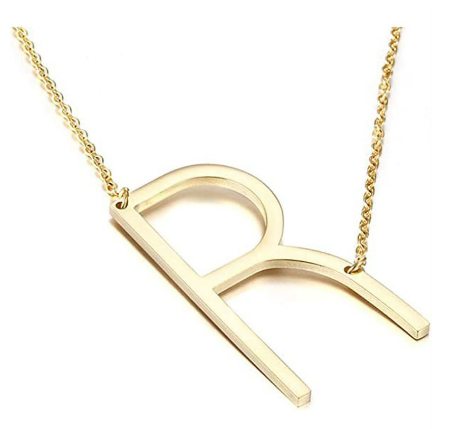 Stainless Chain with Letter Pendant Necklace R