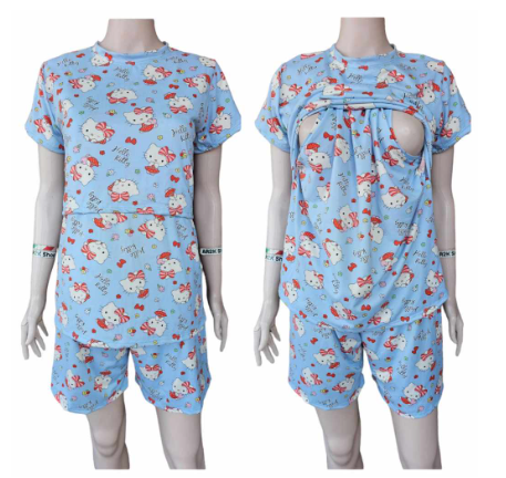 Breastfeeding and Maternity Terno Blouse and Shorts (New Printed Design) Freesize fits Small to XL MT11