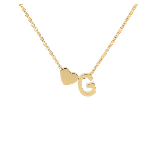 Maxzone Fashion Tiny Heart Initial Letter Necklaces For Women Stainless Steel Gold Silver Color Choker Pendant Necklace Boho Jewelry G