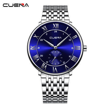 CUENA Men's Watch Original Brand Simple Fashion Sports Stainless Steel Waterproof 6005 01