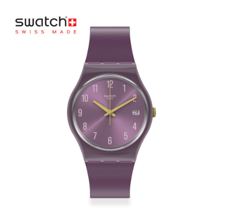 Swatch Gent Pearlypurple GV403 Purple Silicone Strap Watch
