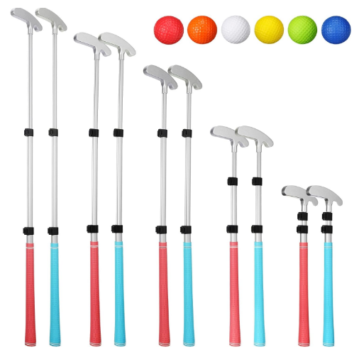 2 Pack Kids Putters with Extendable Shaft Mini Golf Putter with 6 Golf Practice Balls Adjustable Length Putter for Handed Golfers Extendable Shaft Putters for Kids Junior Adult