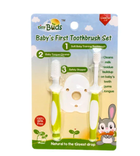 Tiny Buds Baby's First Toothbrush and Tongue Cleaner 6 Months and Up 1 Set